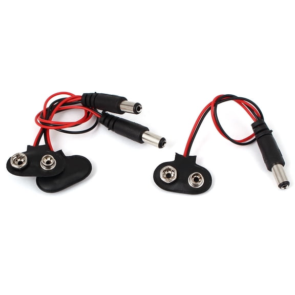 Uxcell 3Pcs 9V DC Battery Power Wire Male Plug Clip T type Connector for DIY Projects