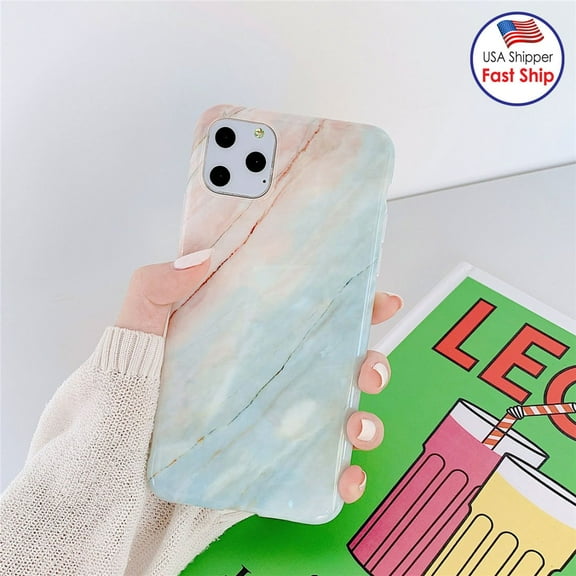 AMZER Marble Design Case for iPhone 11 Slim IMD TPU Protective Case with HD Designs - Light Blue