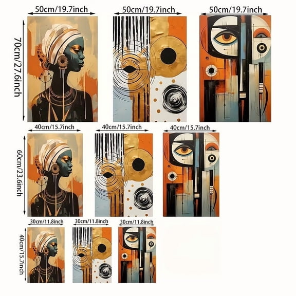 3pcs Abstract African Boho Canvas Art Set, Unframed Modern Wall Art Posters, Printed Vintage Decor, for Bedroom, Living Room, Home Office, Gift, Wall Hanging Decor for Home and Dorm, Home Decoration