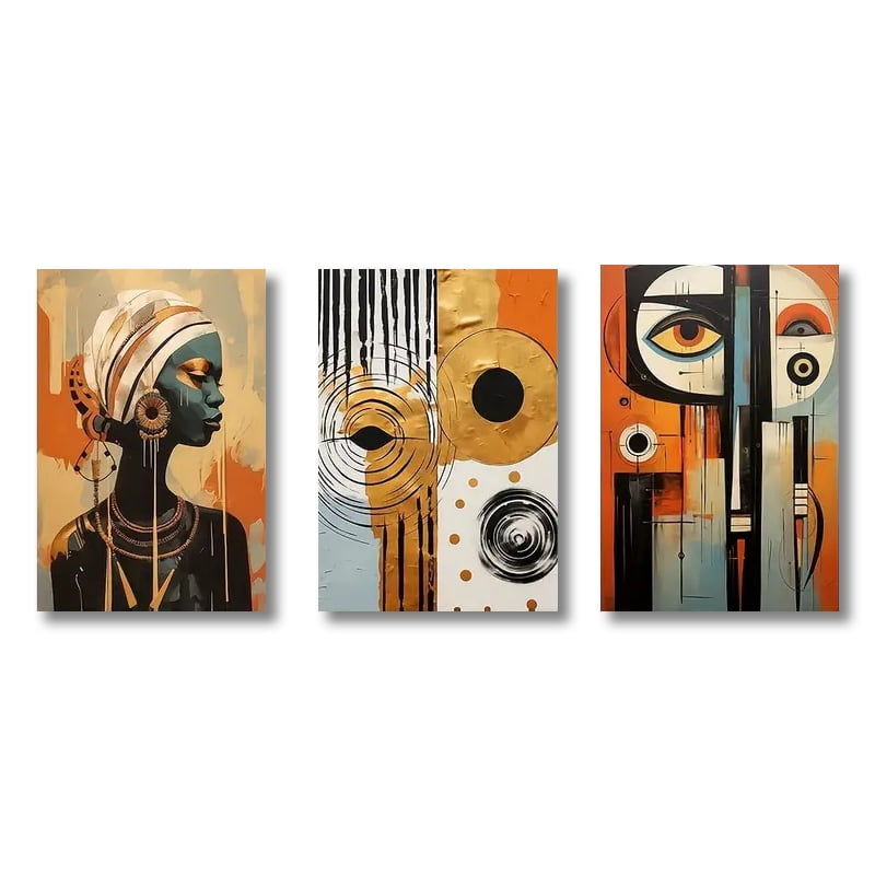 3pcs Abstract Ethnic Posters African Wall Art Set Afro Bohemian Canvas ...