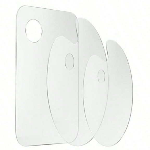 3pcs Transparent Acrylic Paint Palette for Artists Adults, Non-Stick Mixing Board for Oil Gouache Watercolor Painting, Craft Art DIY Projects, Clear