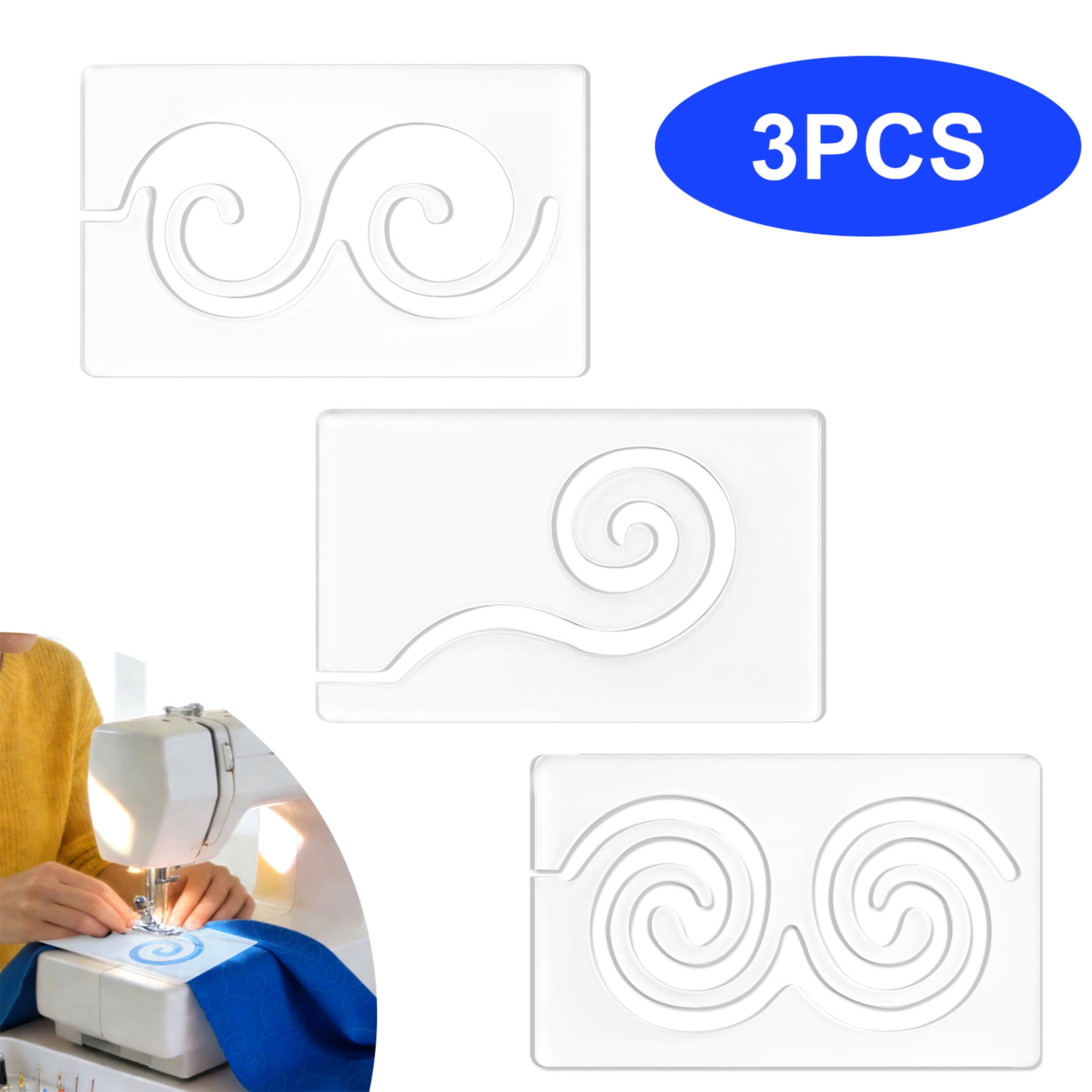 3pcs Acrylic Quilting Template, EEEkit Helicalshape Motion Sewing