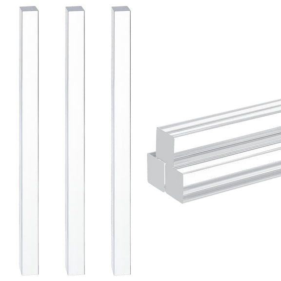 3pcs Acrylic Rods Solid Home Building Decoration Accessories Plastic PMMA Stick Column Square 250x15x15mm