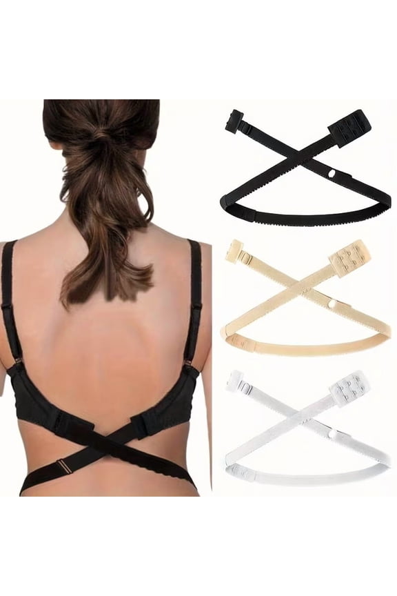 3pcs Adjustable Bra Extenders Set for Women - 2-Hook & 3-Hook Backless Converter with Non-Slip Clips - Beige, Black, White