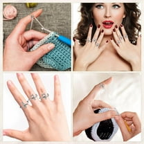 3pcs Adjustable Metal Knitting Crochet Loop Rings Yarn Finger Holders Fast Braiding Accessories for Grandma Crocheters 3PCS