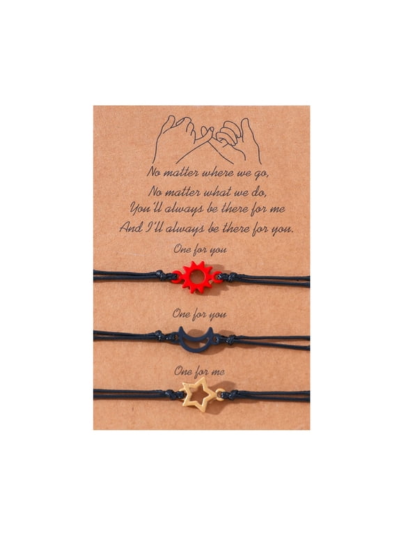 3pcs Adjustable Sun Star Matching Bracelets Woven Bracelet Friendship Jewelry for Best-Friend Family