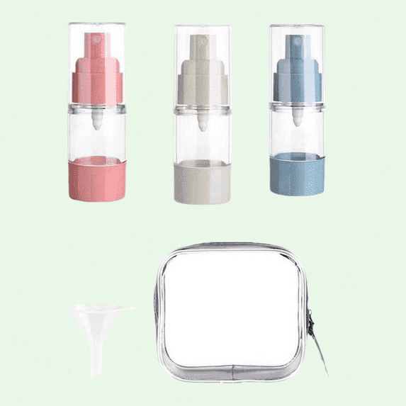 3pcs Airless Lotions Pump Bottles, Refillable Plastic Travel Size Toiletry Cosmetic Dispenser