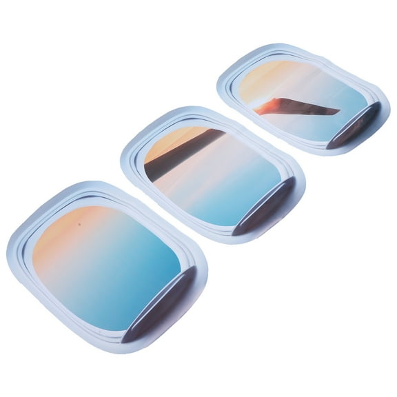 3pcs Airplane Window Stickers Decorative Wall Decal Landscape Design