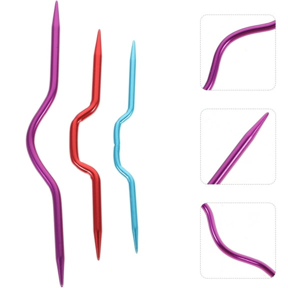 3pcs Alloy Crooked Curved Cable Stitch Holders DIY Cable Curved Crochet Hook Knitting Tools ( )