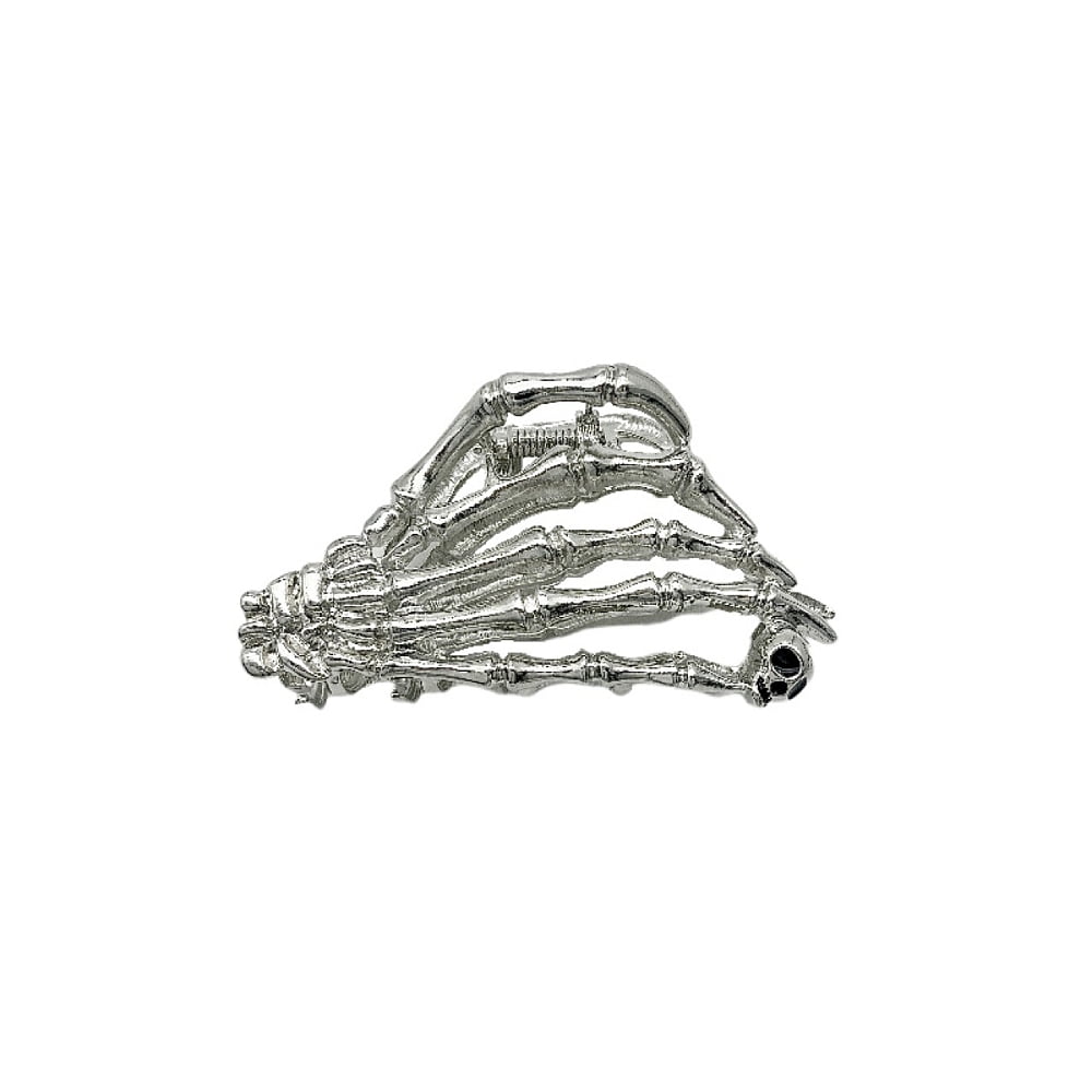 3pcs Alloy Hair Clips Claw Hair Clips for Women Skeleton Hand Silver 86x45mm