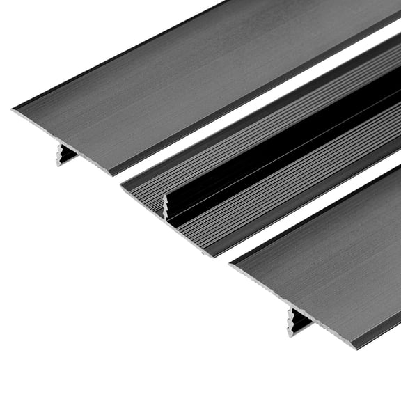 3pcs Aluminum T Molding Floor Transition Strip, Door/Tile/Carpet to Tile Transition Strip, Doorway Edge Trim, Black