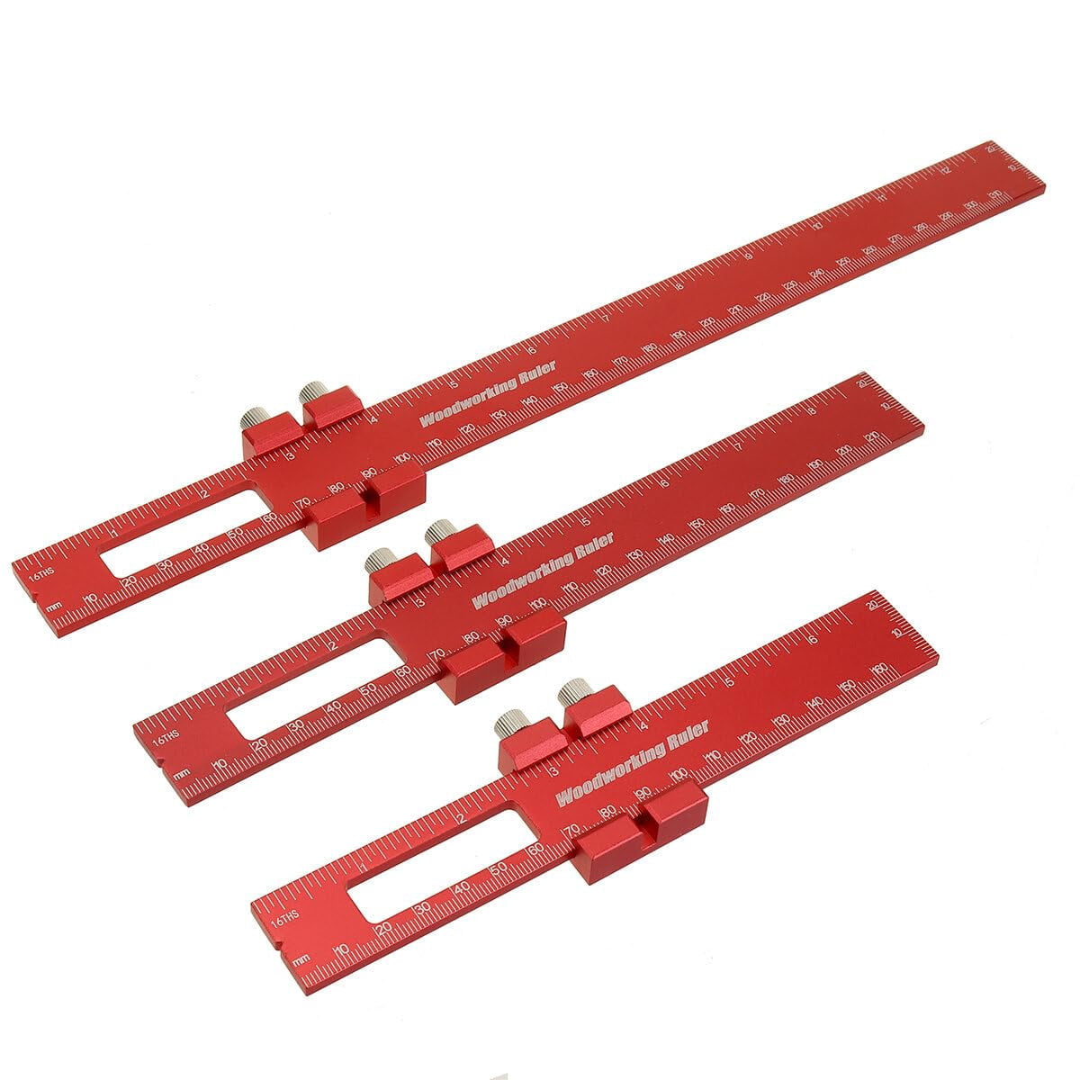 Metric Pocket Ruler 3pcs Aluminum Woodworking Rulers with Slide Stop Precision Pocket Ruler ...