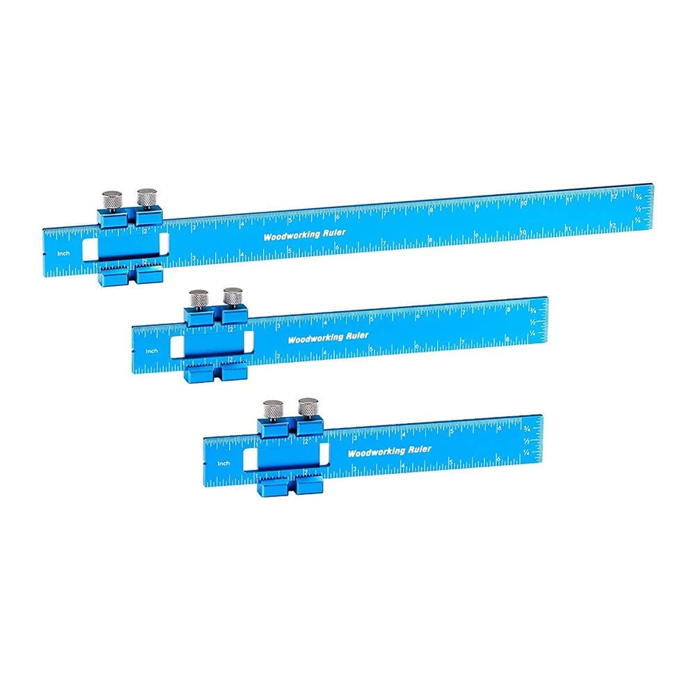 Metric Pocket Ruler 3pcs Aluminum Woodworking Rulers with Slide Stop Precision Pocket Ruler ...