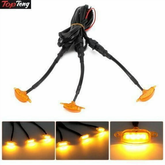 3pcs Amber Lens Amber LED Lamp Raptor Front Grille Running Light fit Ford F-150
