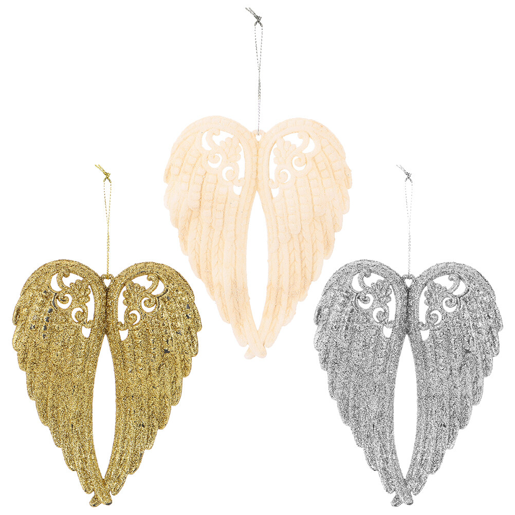 3pcs Angel Wing Decor Glitter Angel Wings Wall Decor Christmas Tree