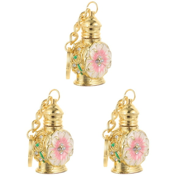 MERRYHAPY Vintage Glass Perfume Bottles Set of 3 with Assorted Colors Zinc Decorative Accents