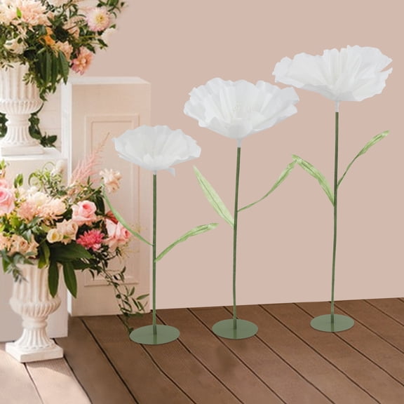 3pcs Artificial Corn Poppy Flower, Large Artificial Flower Decoration for Wedding Decoration, Birthday Party Banquet Background Artificial Flower Arrangements