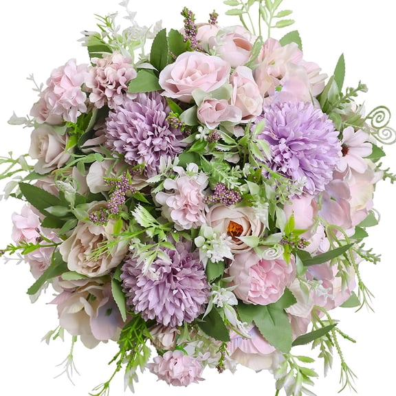 3pcs Artificial Flowers Bouquet Fake Peony Silk Hydrangea Wildflowers Arrangements with Stems for Wedding Home Centerpieces Decor (Light Blue)