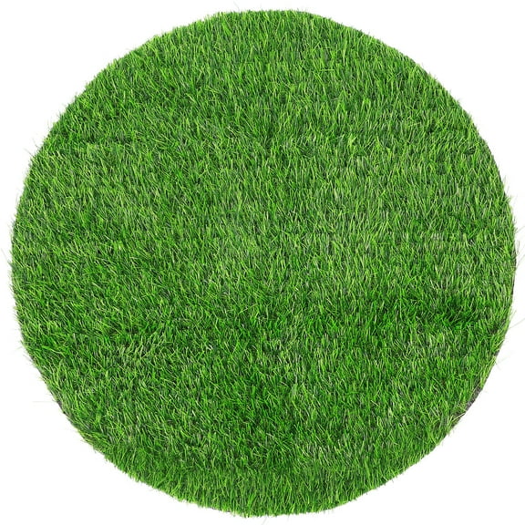3pcs Artificial Grass Mat Green Fake Grass Turf Tile Placemat Round Fake Grass Pad Multi-Use Grass Mat
