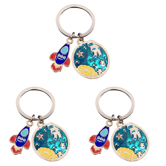 Hytrove 3-Pack Hanging Astronaut Keychains Metal Phone Charms Accessories 2.4x1.2x0.08In Decoration