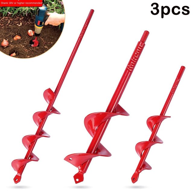 3pcs Auger Spiral Hole Drill Bit For Garden Yard Planting Spiral Drill