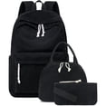 thumbnail image 1 of 3pcs Backpack with Insulated Lunch Box, Lightweight Corduroy Schoolbag Set, Pencil Pouch, 1 of 6