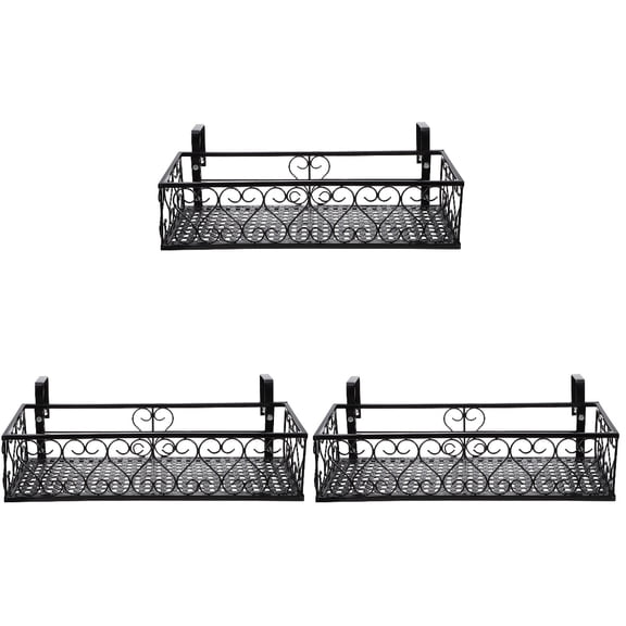 Toyandona Balcony Hanging Flower Stand Iron Art Black for Storage 3Pcs