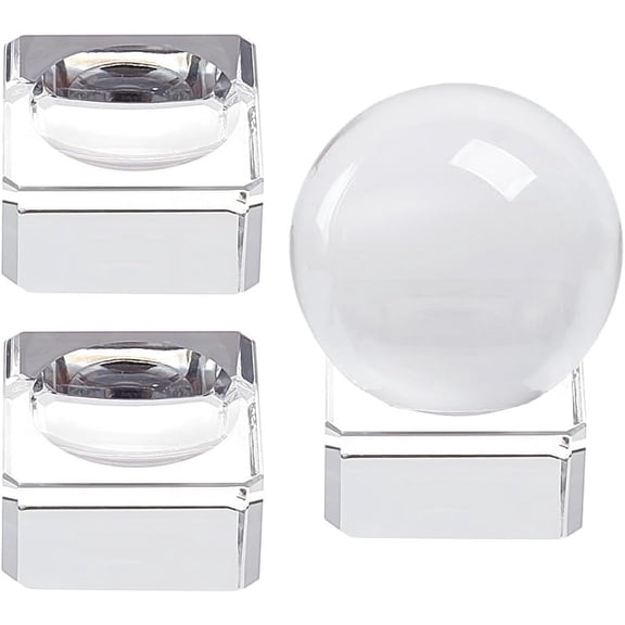 3pcs Ball Stand Clear Sphere Holder Ball Stand Square Display Bases Glass Base for Display 40 mm to 90 mm Balls Golf Ball Marbles Art Home Decoration for diy