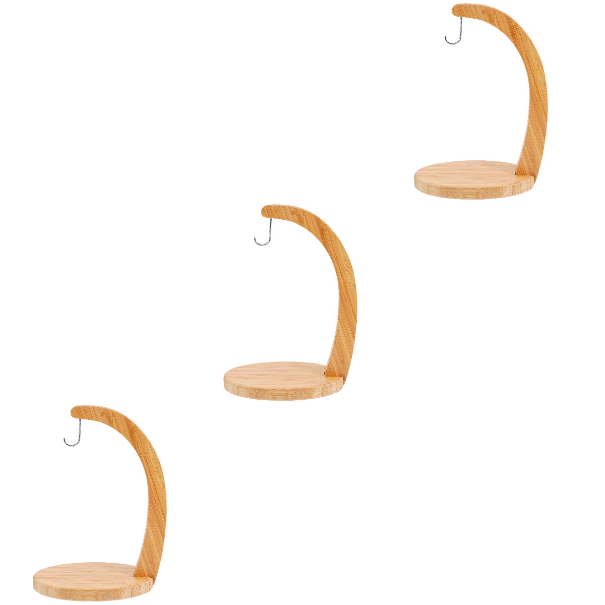 WYN 3pcs Bamboo Fruit Hanger Banana Holder Stand Modern Banana Keeper