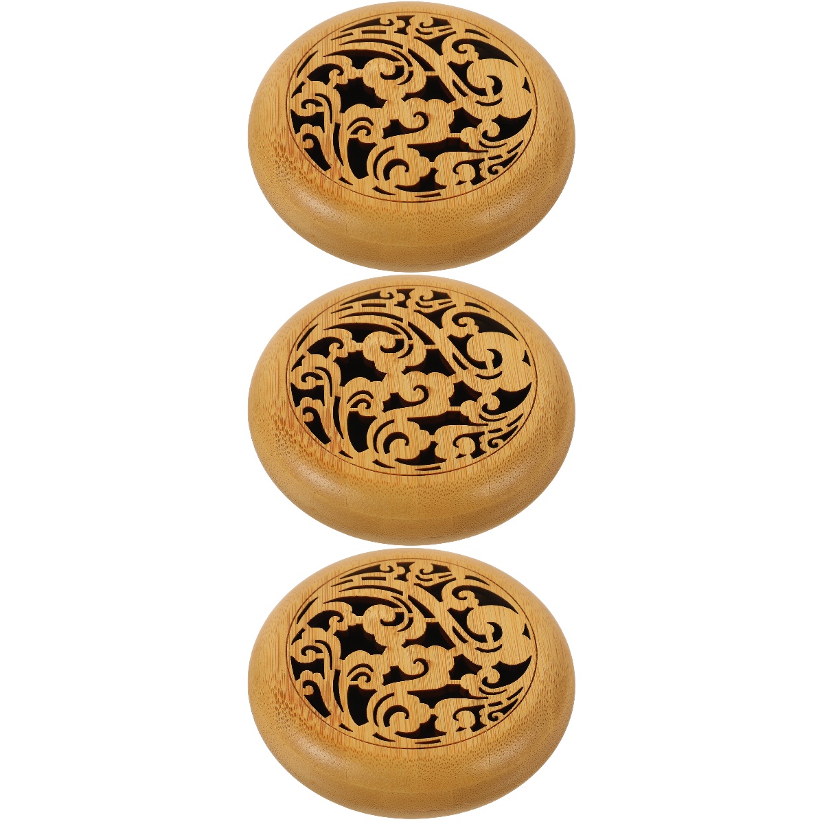 3pcs Bamboo Incense Burner Hollow out Coil Incense Burner Desktop Round
