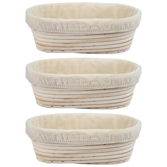 3pcs Banneton Bread Proofing Basket  10 Inch Oval Sourdough Bowl Handmade Rattan Baskets And Liners For Professional & Home Baking