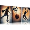 thumbnail image 1 of 3pcs Basketball Canvas Wall Art Basketball Posture Sports Posters Prints Youth Basketball Room Wall Decor Pictures For Sports Teens Boys Man Cave Home Decor（Only canvas）, 1 of 6