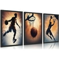 thumbnail image 1 of 3pcs Basketball Canvas Wall Art Basketball Posture Sports Posters Prints Youth Basketball Room Wall Decor Pictures For Sports Teens Boys Man Cave Home Decor（Only canvas）, 1 of 6