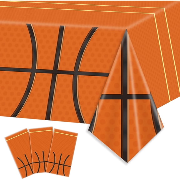 3pcs Basketball Tablecloth Sports Birthday Party Table Cover Disposable Rectangle Plastic Waterproof Table Cloths for Basketball Sports Themed Party Decorations 54x108 inches