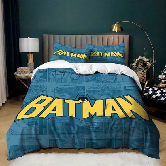3pcs Bat-man Bedding Duvet Cover Set with Zipper Closure,Ultra Soft Comforter Set All Season Quilt Cover Set Full Size