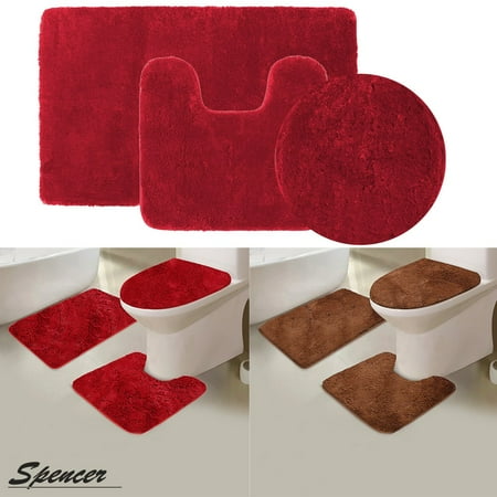 3pcs Bath Mats Set Extra Soft Non Slip Absorbent Bathroom Shower Rugs Toilet Seat Cushion for Bathroom "Brown"