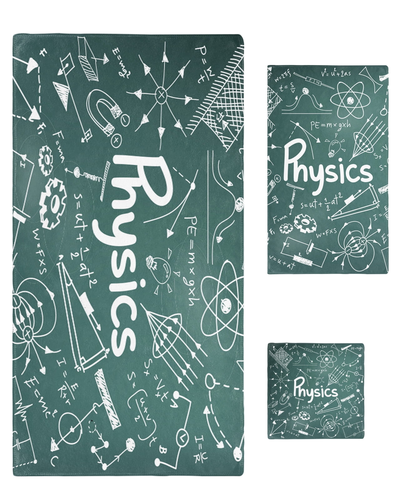 3pcs Bath Towel Set Mathematical Equation Diagram Large Bath Towels