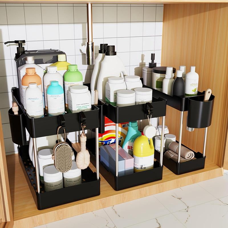 3pcs Bathroom Organizer Under Sink Storage Racks – 2-Tier Cabinet ...