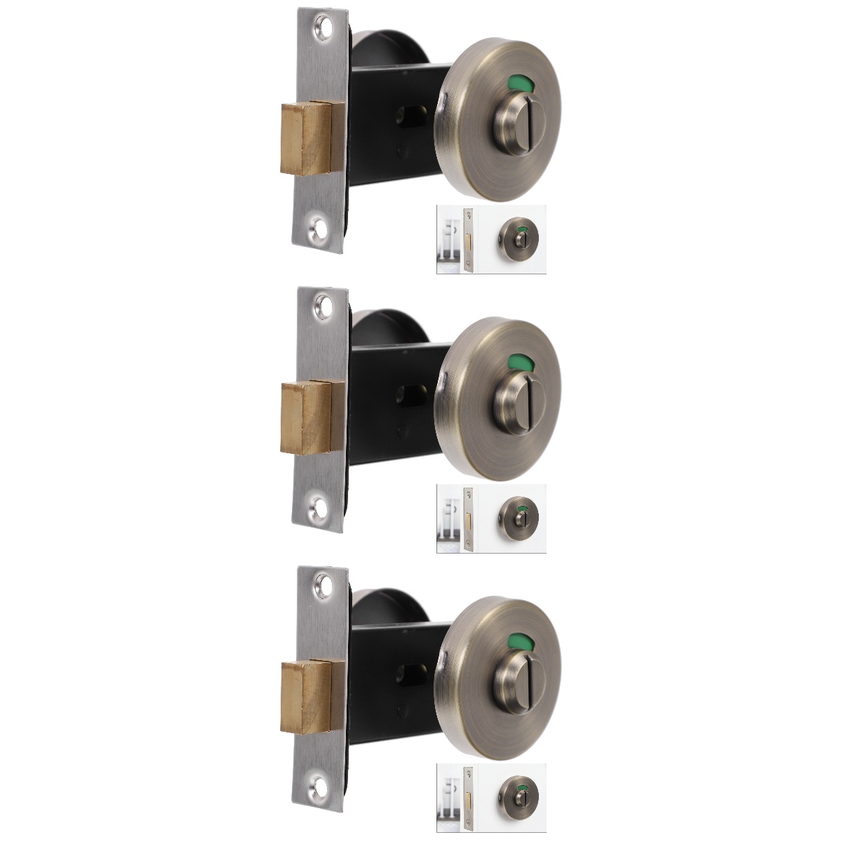 3pcs Bathroom Stall Lock Shower Door Latches Occupied Public Toilet