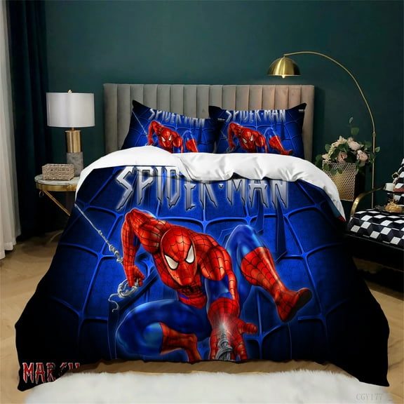 3pcs Bedding Duvet Cover Set 3D Spider Cool Man Duvet Cover Set Twin Size Lightweight Soft Quilt Cover for All Season