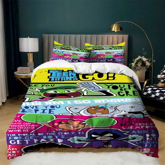 3pcs Bedding Duvet Cover Set Teen_Titans Comforter Set-Lightweight Bedding Set Ultra Soft Quilt Cover with Pillowsham