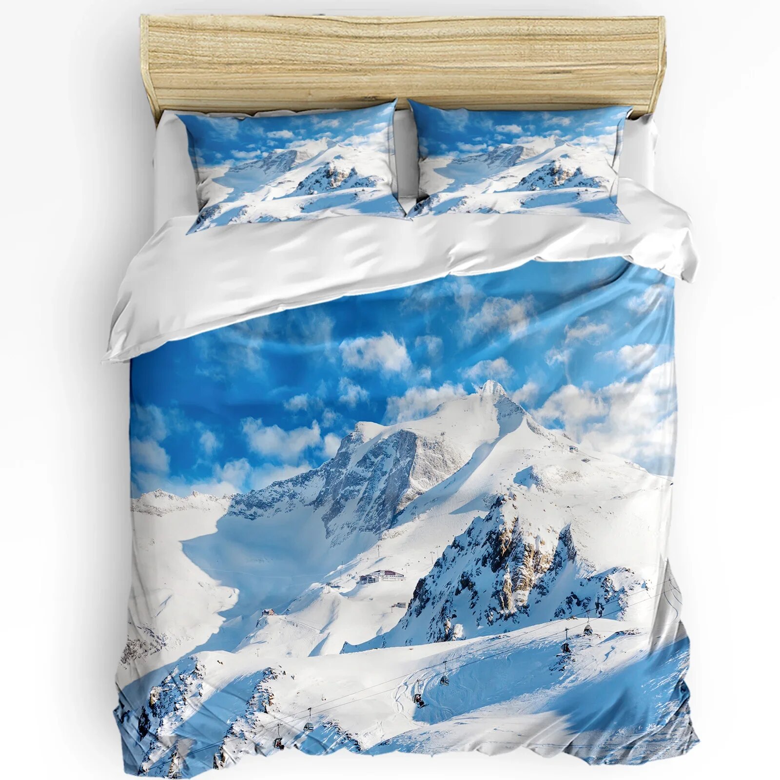 3pcs Bedding Set Canada Lake Landscape Rock Mountain Peaks Trees Duvet
