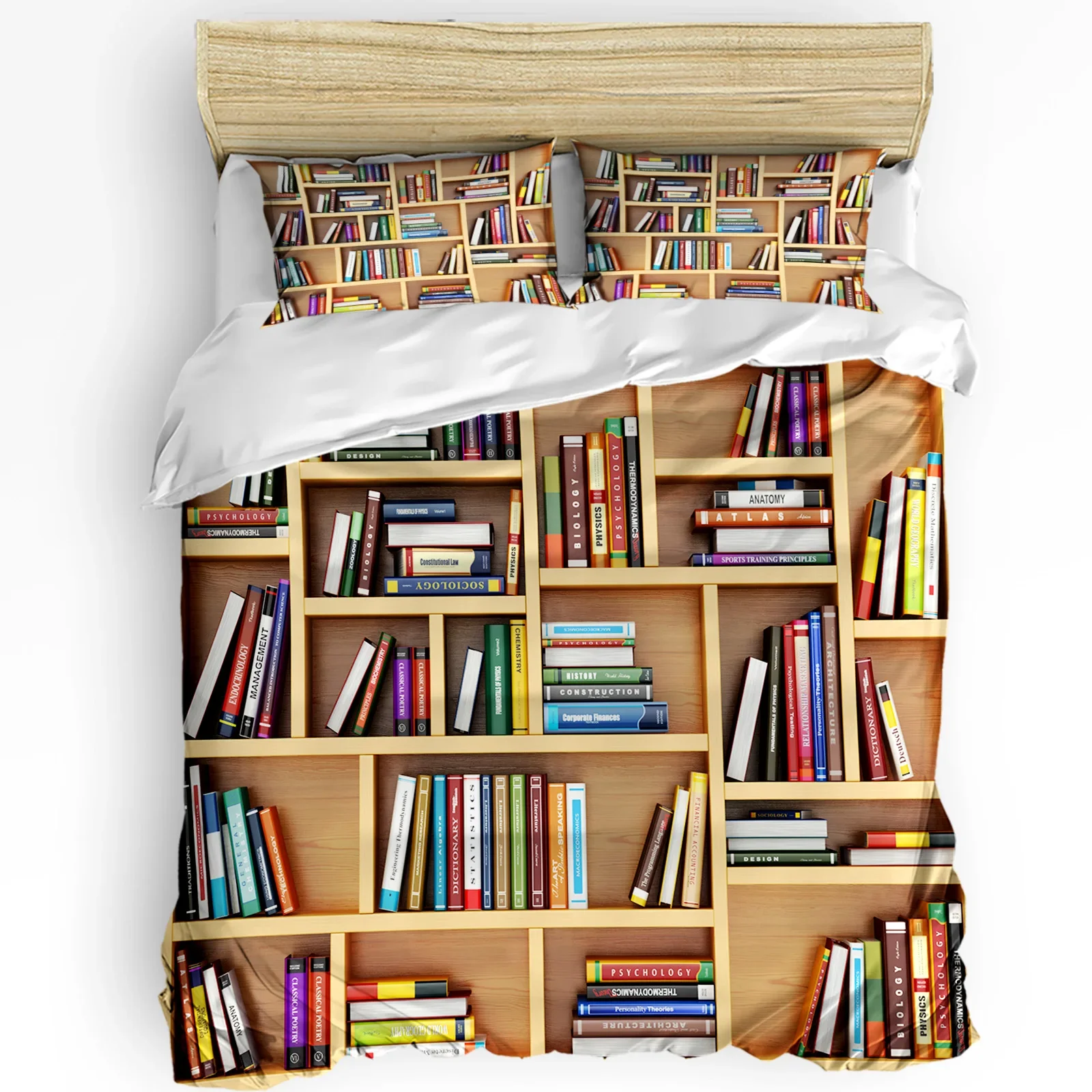Beabes Throw Pillow Covers 2 Pack - Bookshelf With Sleeping Cat Design, 18x18 Inch, Hidden Zipper