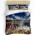 3pcs Bedding Set Chicago Nightscape Home Textile Duvet Cover Pillow