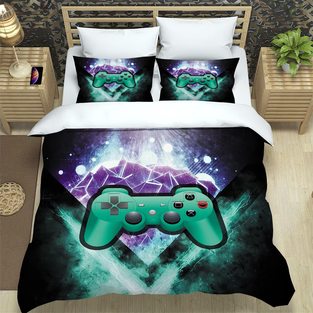 3pcs Bedding Set Gamepad Fashion Boys Bed Linen Sheet Gamer Black Duvet