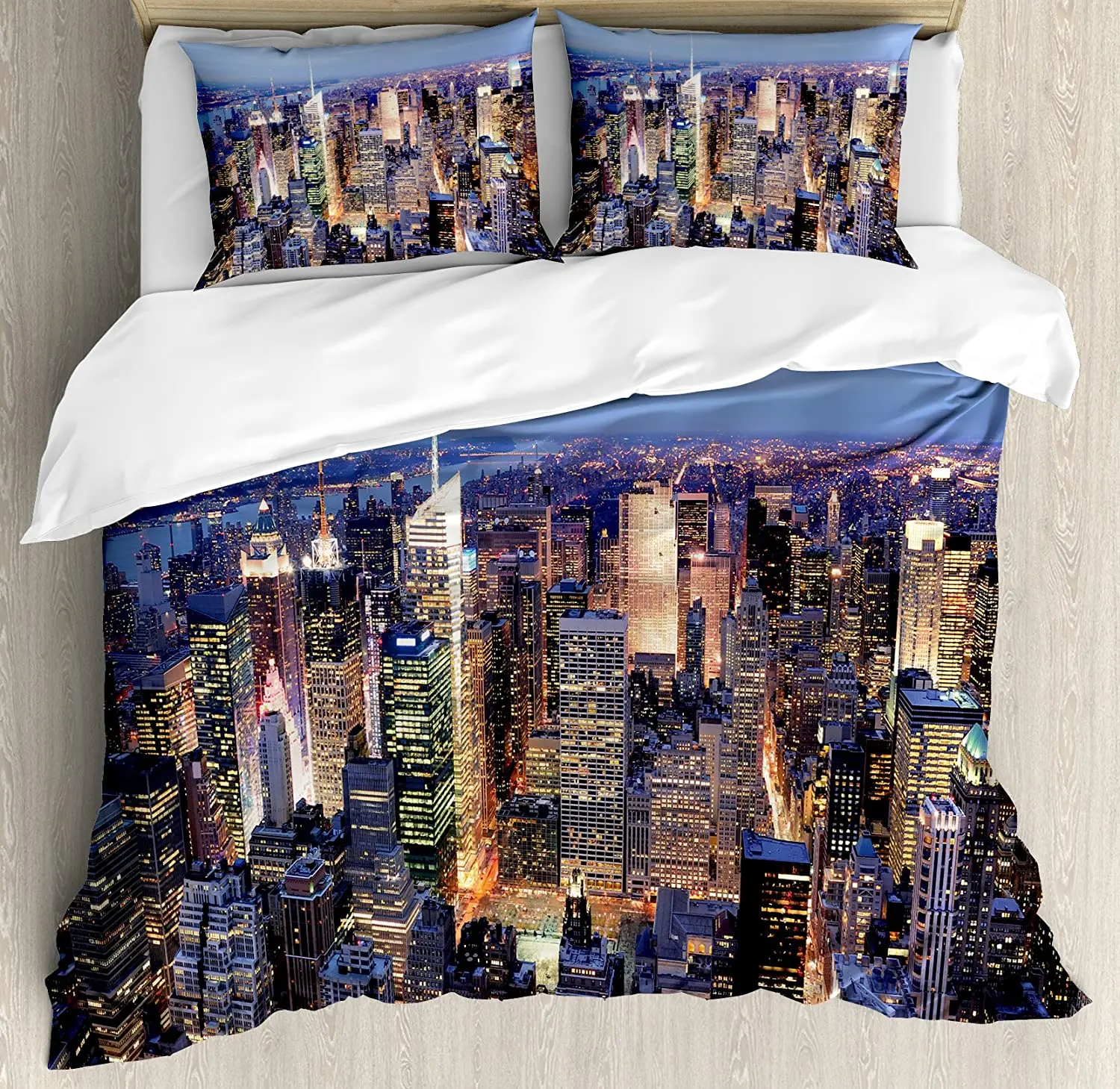 3pcs Bedding Set Grey New York City Landscape Home Textile Duvet Cover