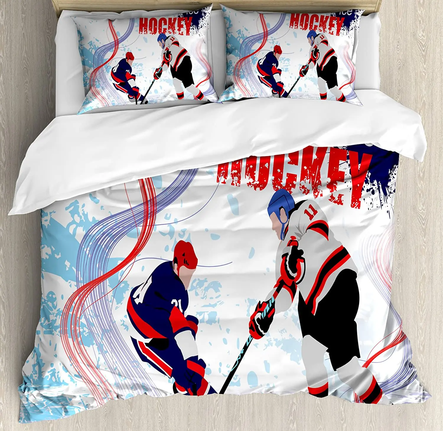 3pcs Bedding Set Ice Hockey Playing Field Home Textile Duvet Cover