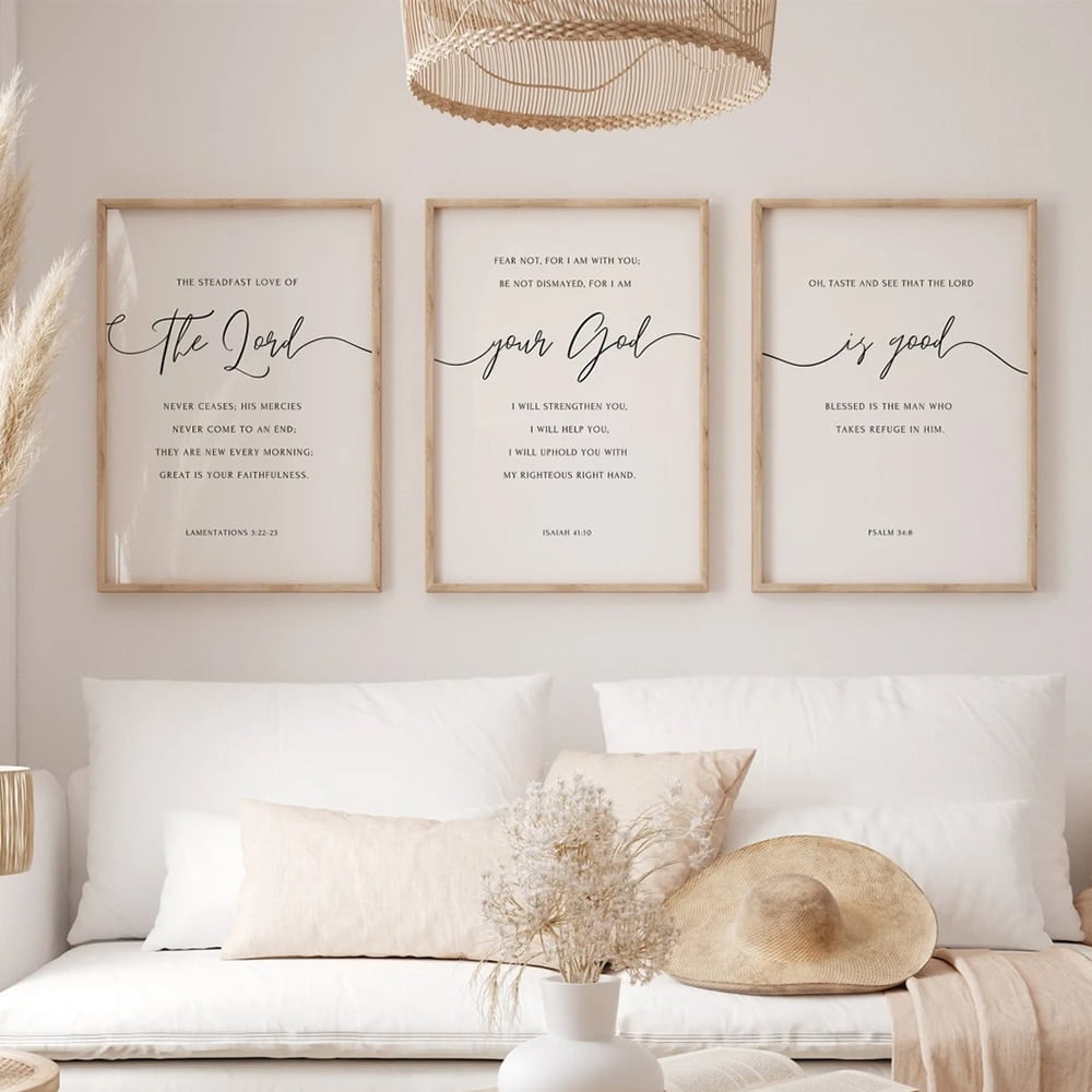 3pcs Bible Verse The Lord Your God Is Good Christian Decorative Painting, Canvas 40x60cm, Waterproof Wall Art for Home Decor, No Frame