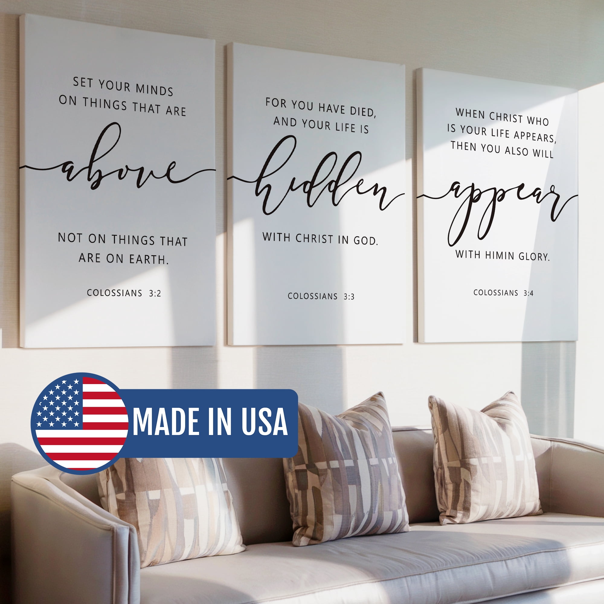 3pcs Christian Bible Verses Columbus 3:2 Decorative Painting, Canvas ...