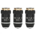 3pcs Biological Microscope Lens, 195 Achromatic Black Objective Lens